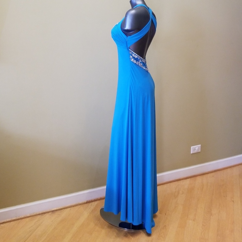 Morgan & Co Rhinestone Detail Open Back prom Dres  - Picture 7 of 8